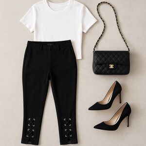 Stylish Black Lace-Up Women Jeans